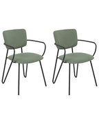 Set of 2 Dining Chairs ELKO Fabric Dark Green