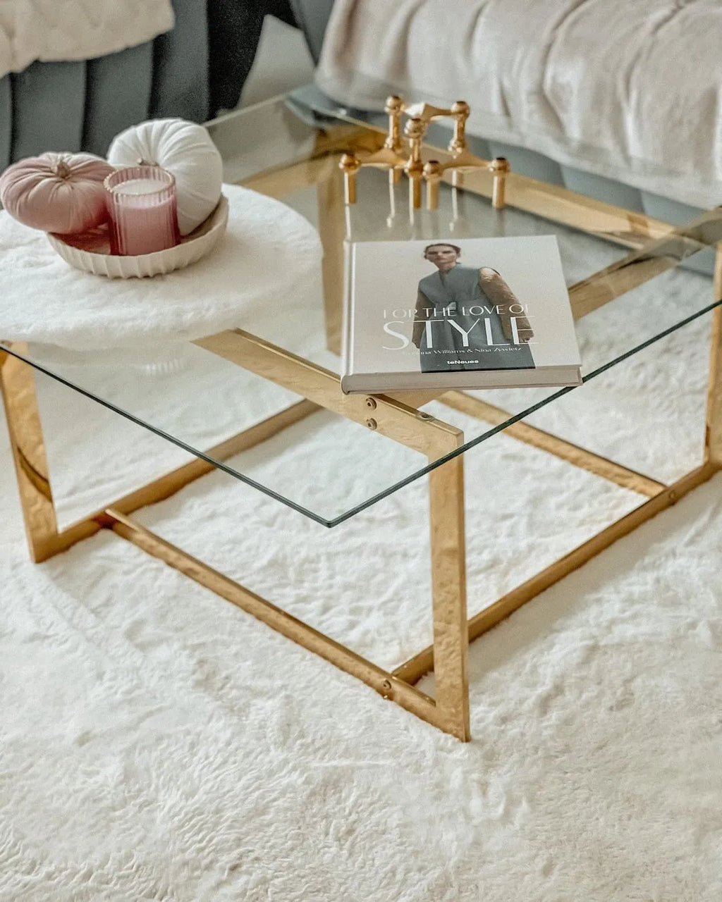 Coffee Table CRYSTAL Tempered Glass Gold