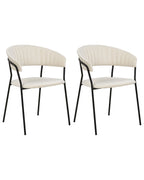 Set of 2 Dining Chairs MARIPOSA Velvet Off-White