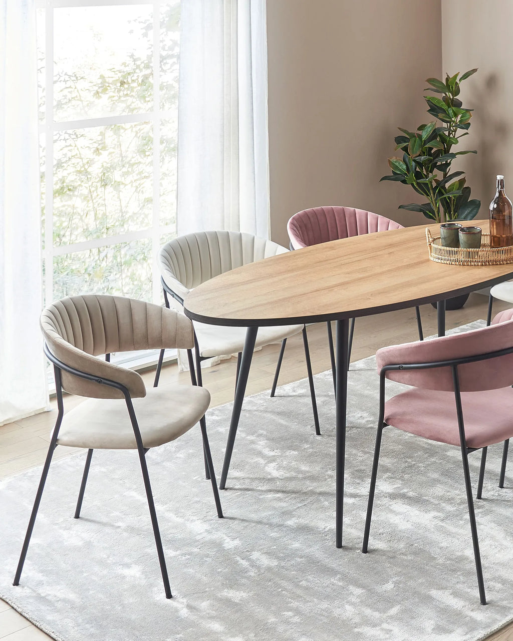 Set of 2 Dining Chairs MARIPOSA Velvet Taupe