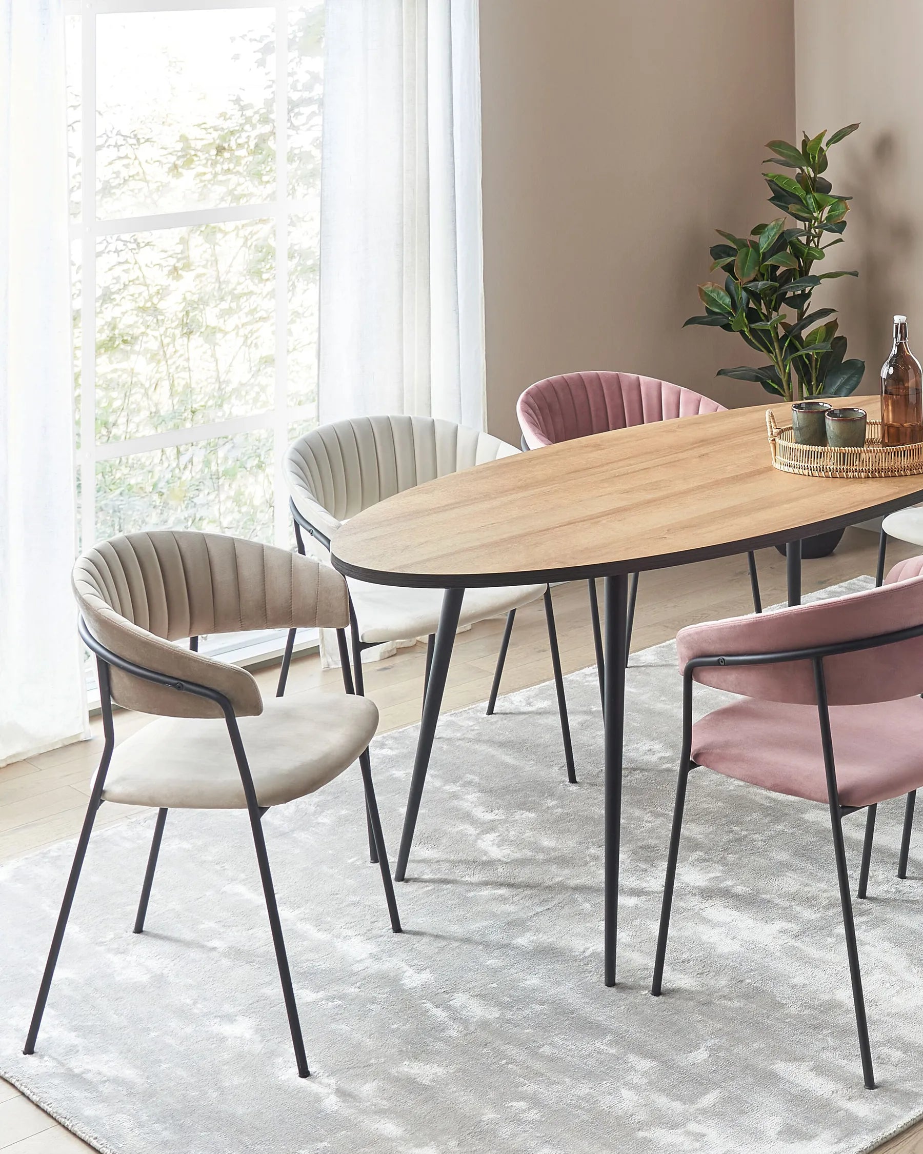 Set of 2 Dining Chairs MARIPOSA Velvet Taupe