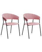 Set of 2 Dining Chairs MARIPOSA Velvet Pink