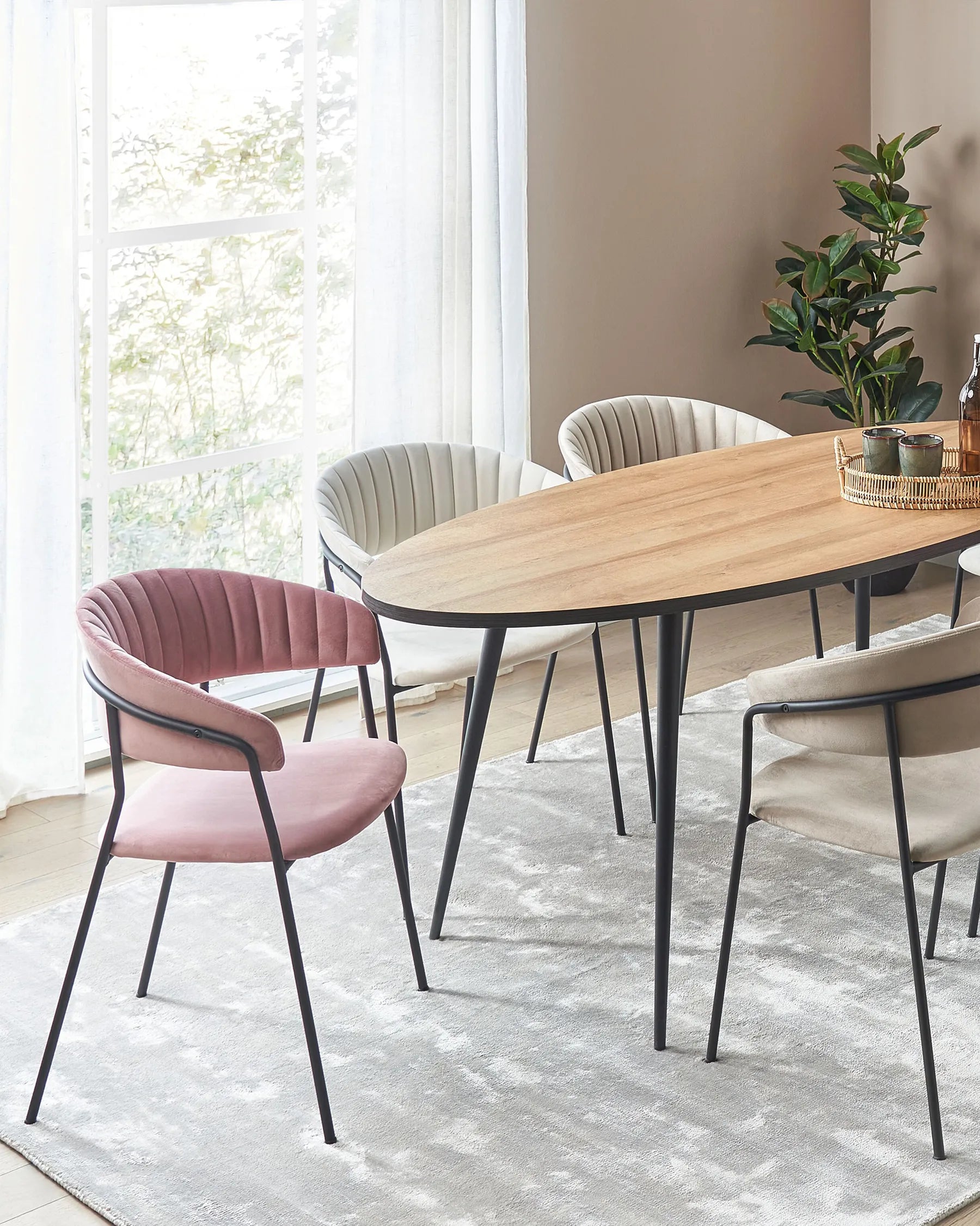Set of 2 Dining Chairs MARIPOSA Velvet Pink