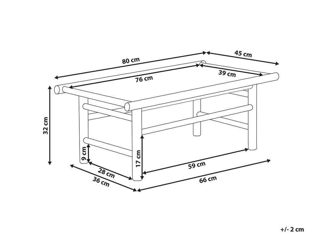 Garden Coffee Table TODI 45 cm 80 cm Bamboo Brown