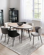 Set of 2 Dining Chairs MINA Fabric Grey