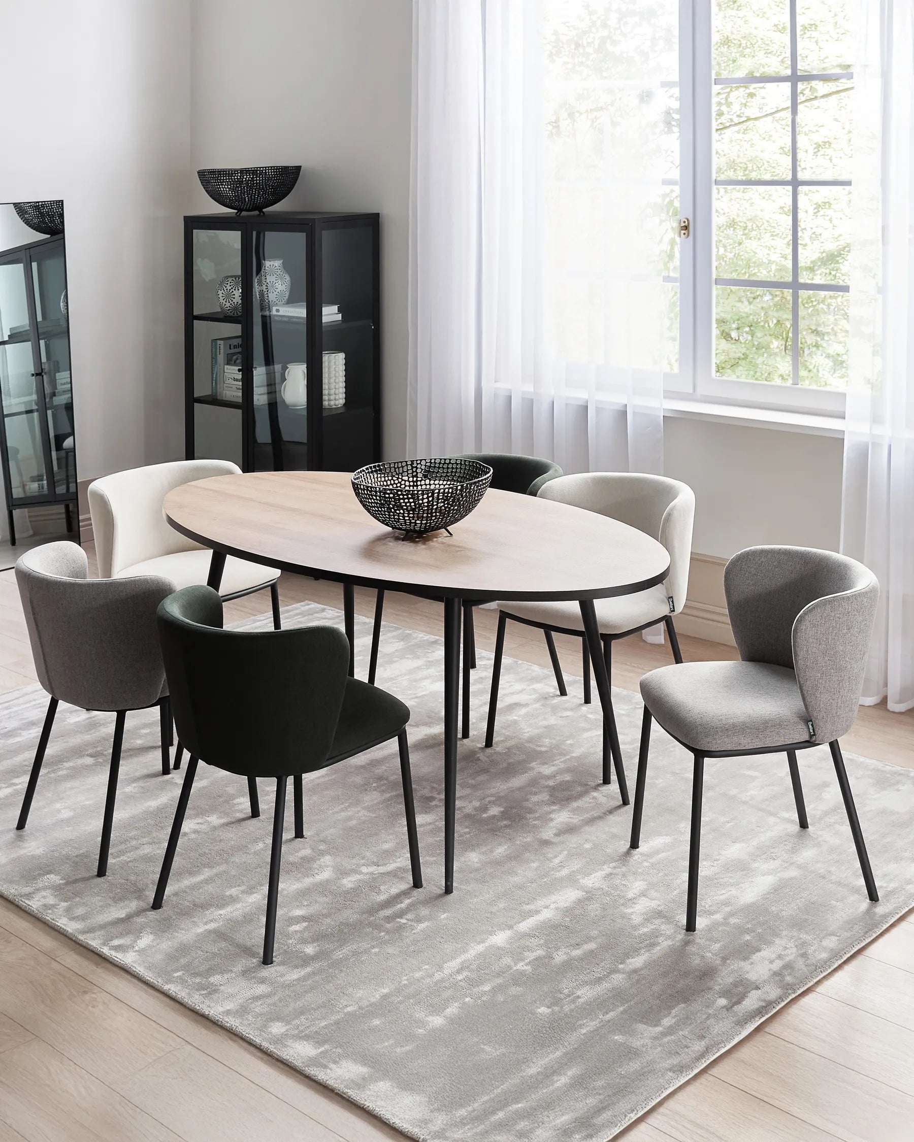 Set of 2 Dining Chairs MINA Fabric Grey