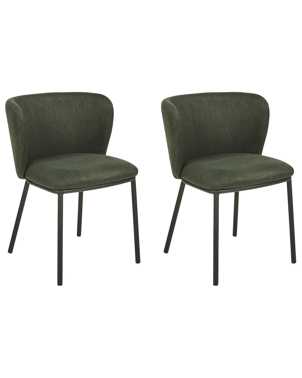 Set of 2 Dining Chairs MINA Fabric Dark Green