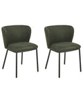 Set of 2 Dining Chairs MINA Fabric Dark Green