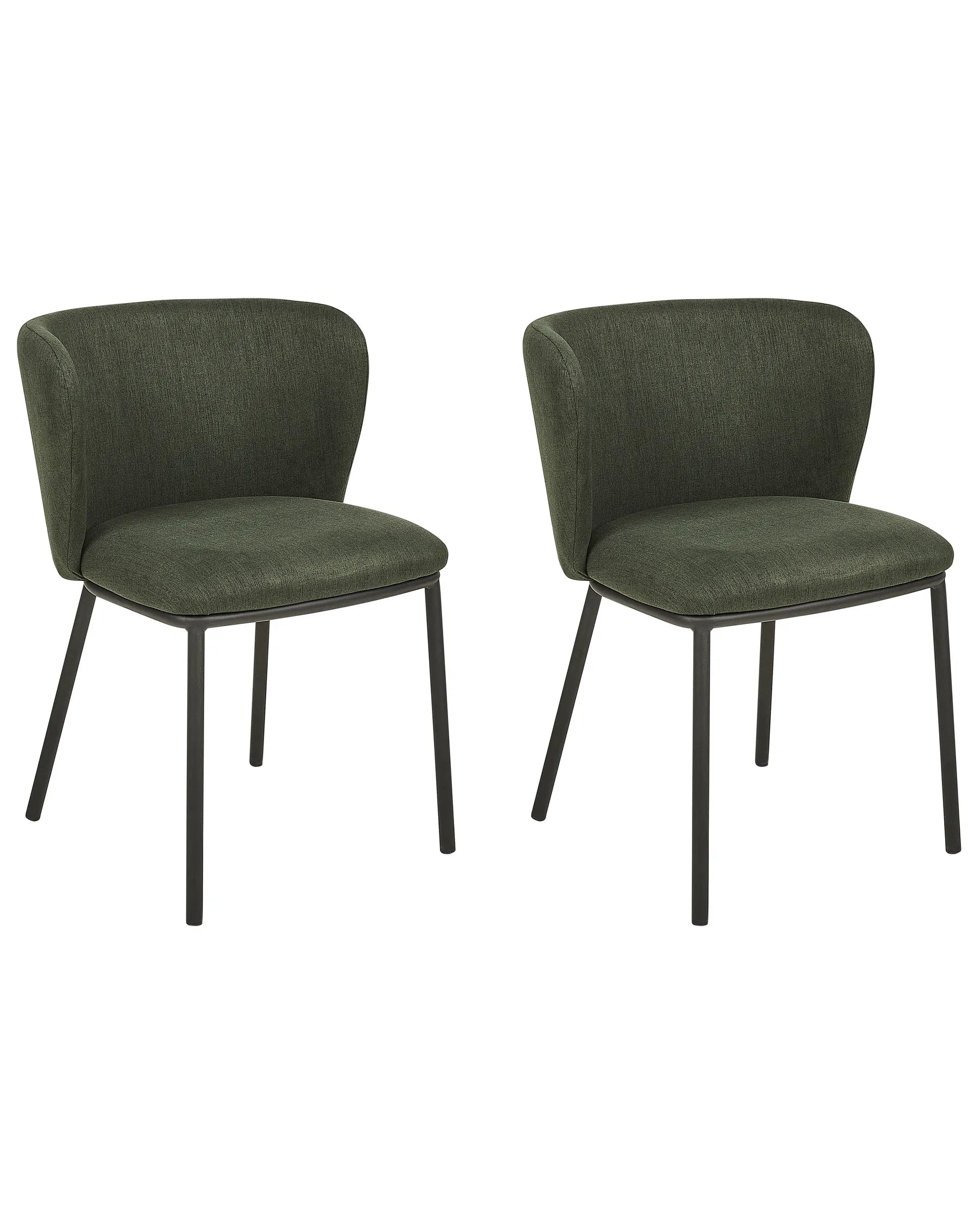 Set of 2 Dining Chairs MINA Fabric Dark Green