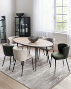 Set of 2 Dining Chairs MINA Fabric Dark Green