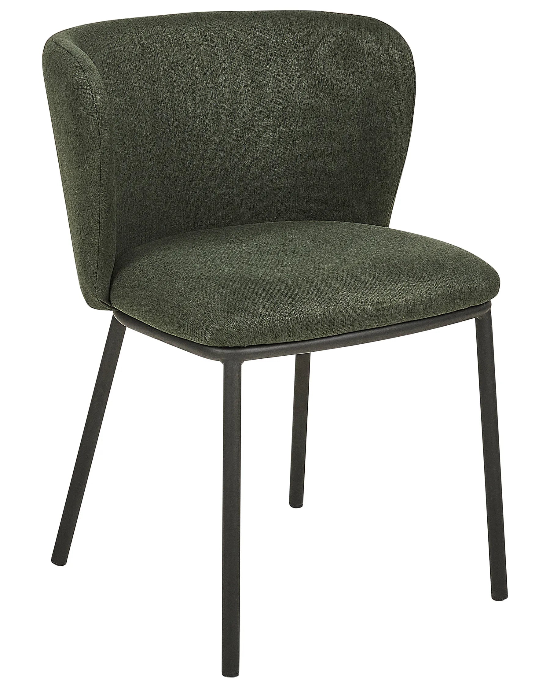Set of 2 Dining Chairs MINA Fabric Dark Green