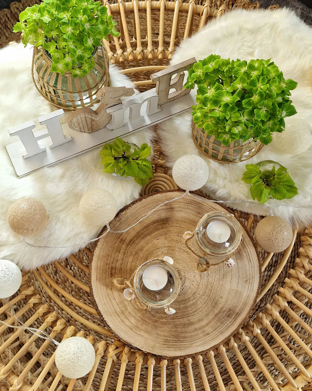 Coffee Table LIMNI Rattan Light Brown