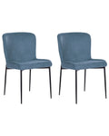 Set of 2 Dining Chairs ADA Fabric Blue