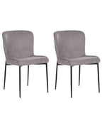 Set of 2 Dining Chairs ADA Fabric Dark Grey