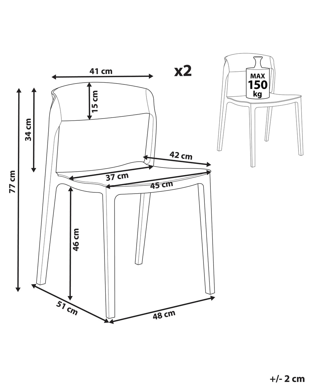 Set of 2 Dining Chairs SOMERS White