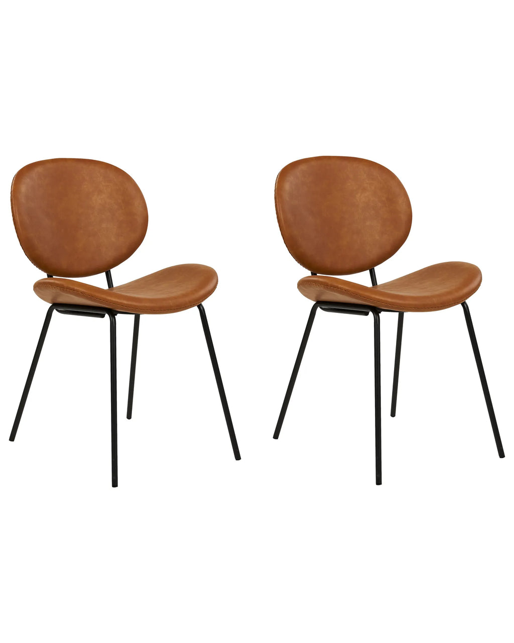 Set of 2 Dining Chairs LUANA Faux Leather Golden Brown