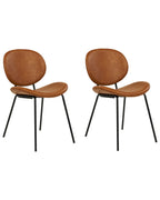 Set of 2 Dining Chairs LUANA Faux Leather Golden Brown