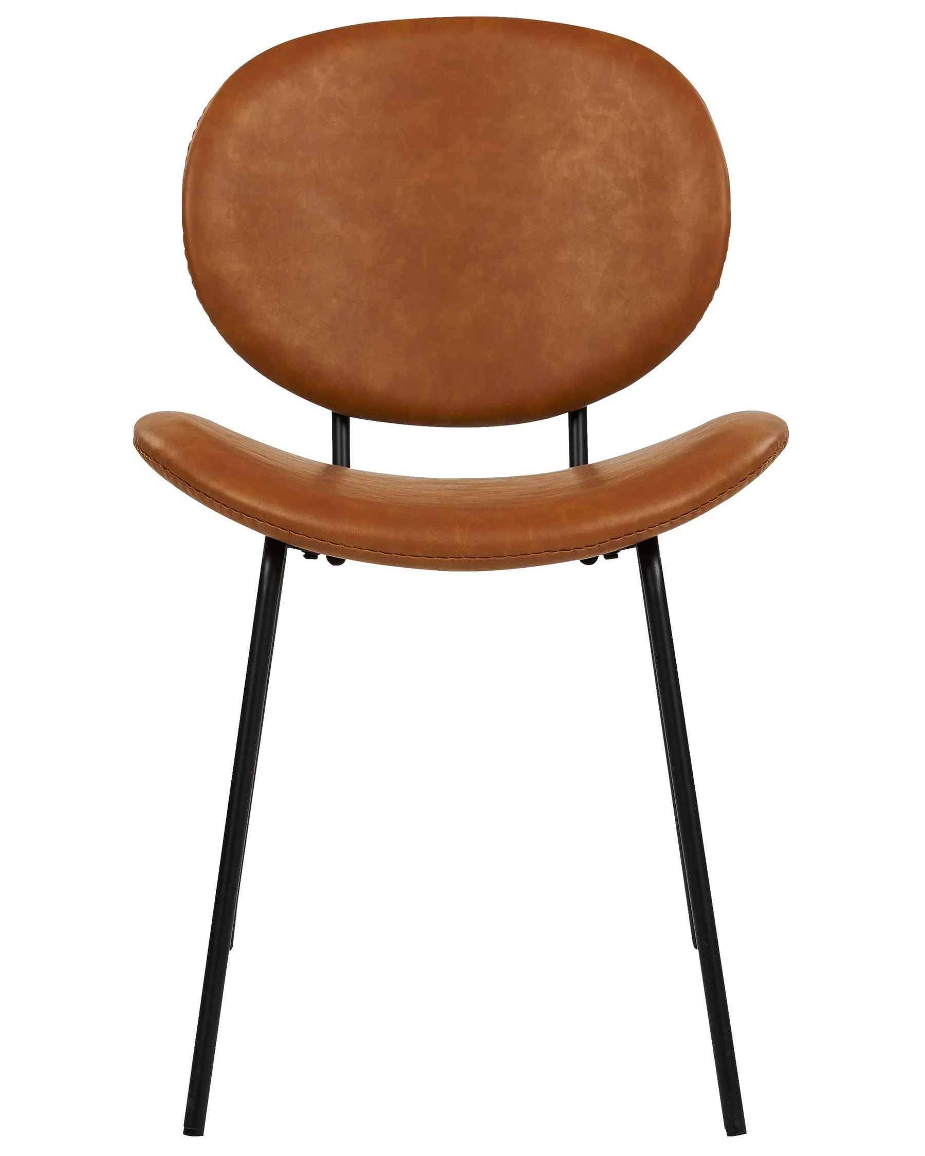 Set of 2 Dining Chairs LUANA Faux Leather Golden Brown