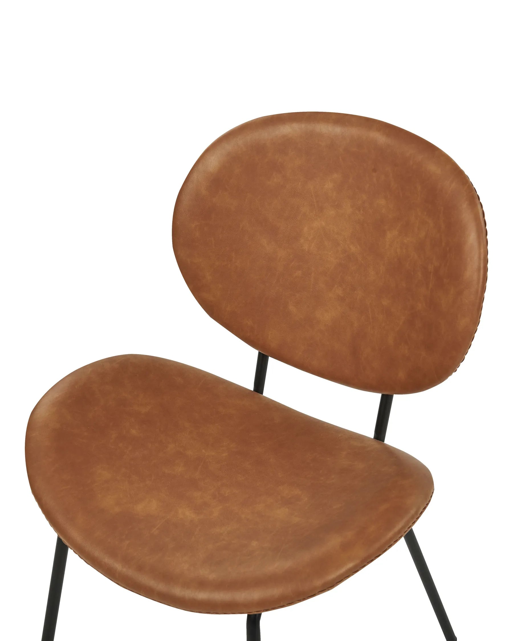 Set of 2 Dining Chairs LUANA Faux Leather Golden Brown
