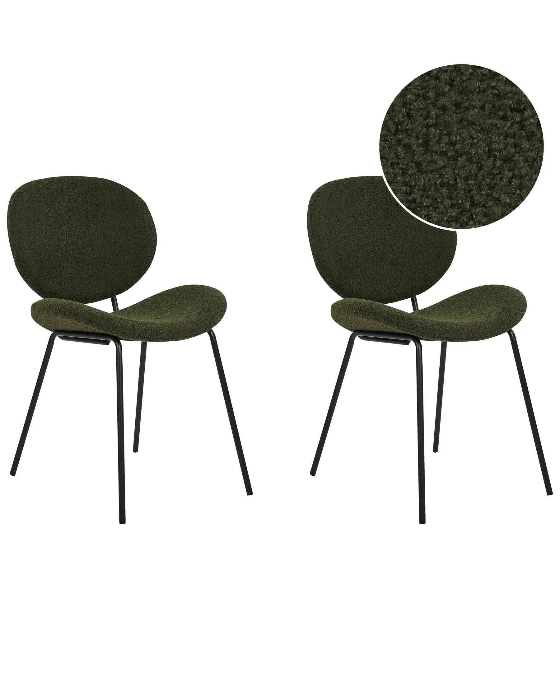 Set of 2 Dining Chairs LUANA Boucle Dark Green