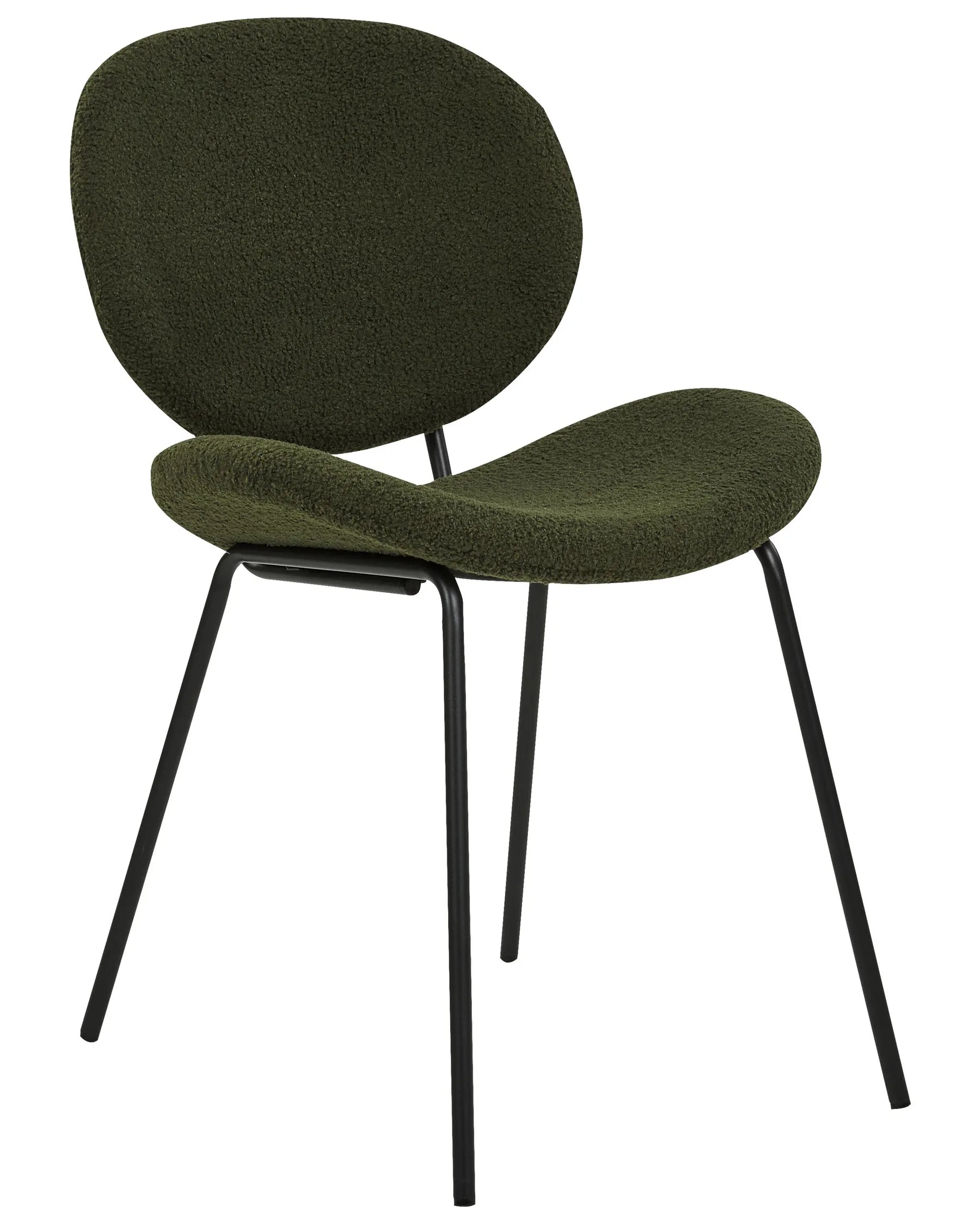 Set of 2 Dining Chairs LUANA Boucle Dark Green