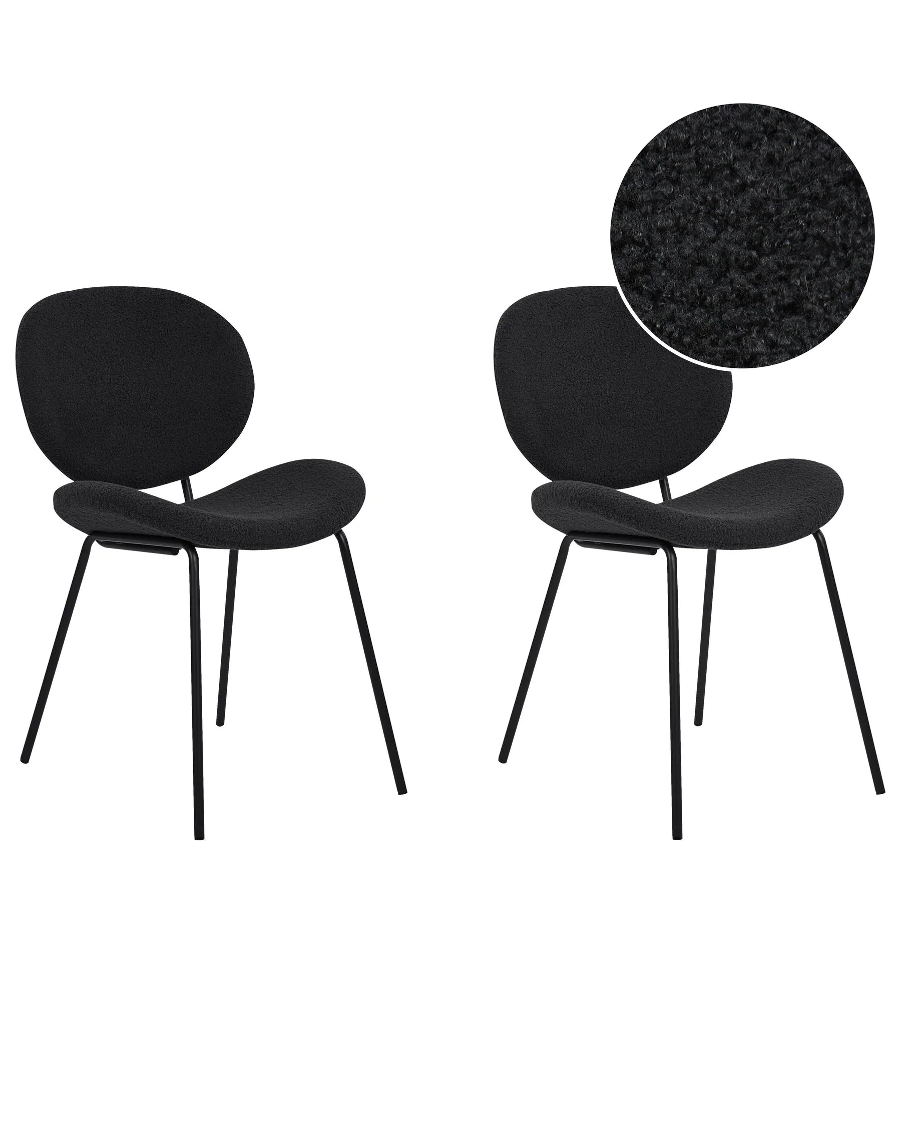 Set of 2 Dining Chairs LUANA Boucle Black