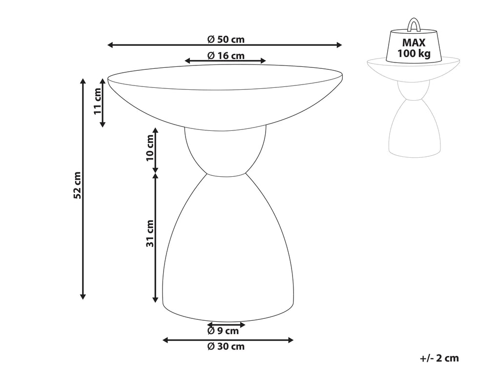 Side Table CAFFI 50 cm 50 cm White Terrazzo