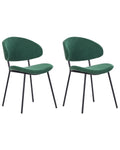 Set of 2 Dining Chairs KIANA Fabric Dark Green