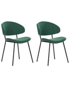 Set of 2 Dining Chairs KIANA Fabric Dark Green