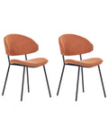 Set of 2 Dining Chairs KIANA Fabric Orange