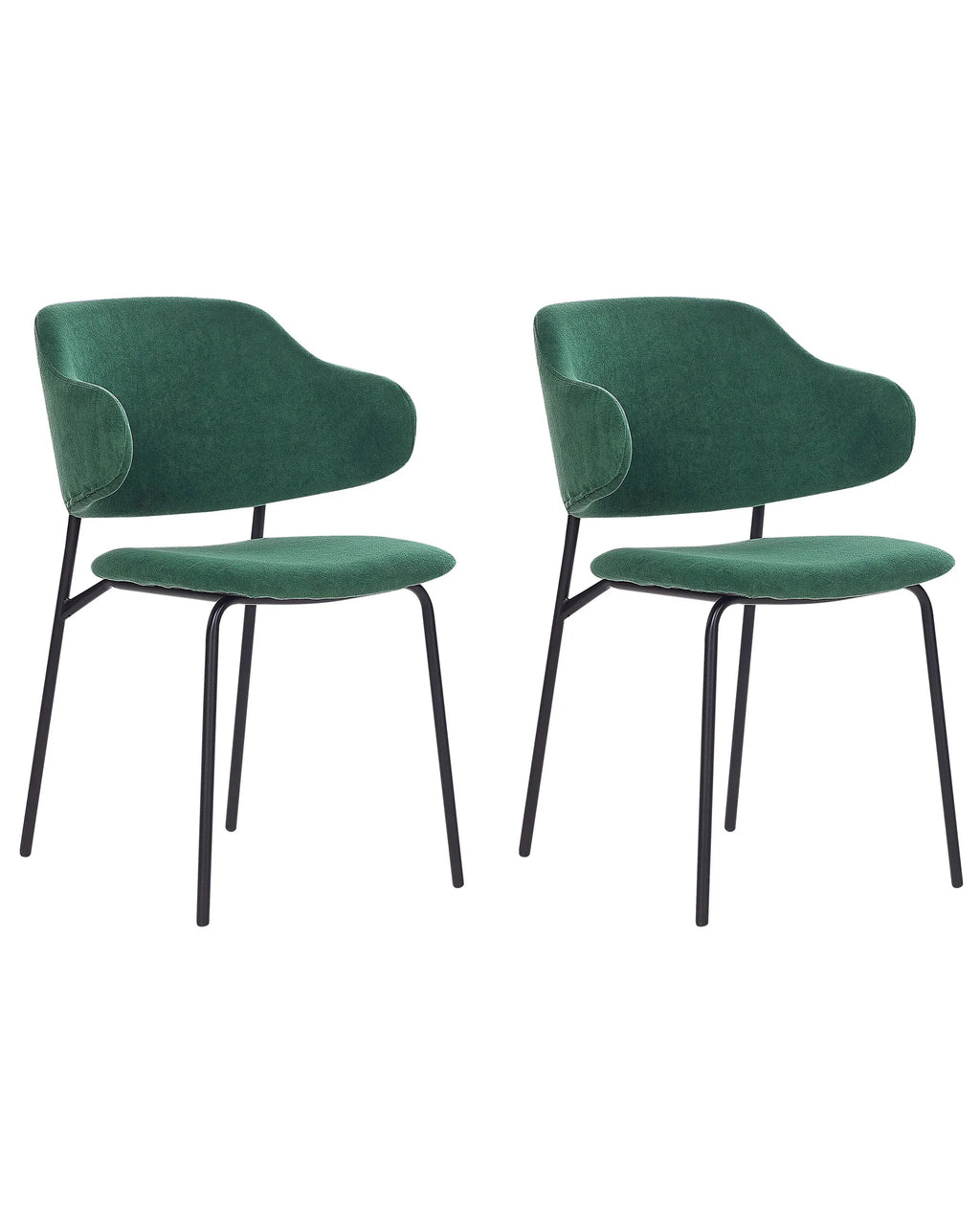 Set of 2 Dining Chairs KENAI Fabric Dark Green