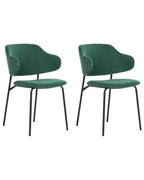 Set of 2 Dining Chairs KENAI Fabric Dark Green
