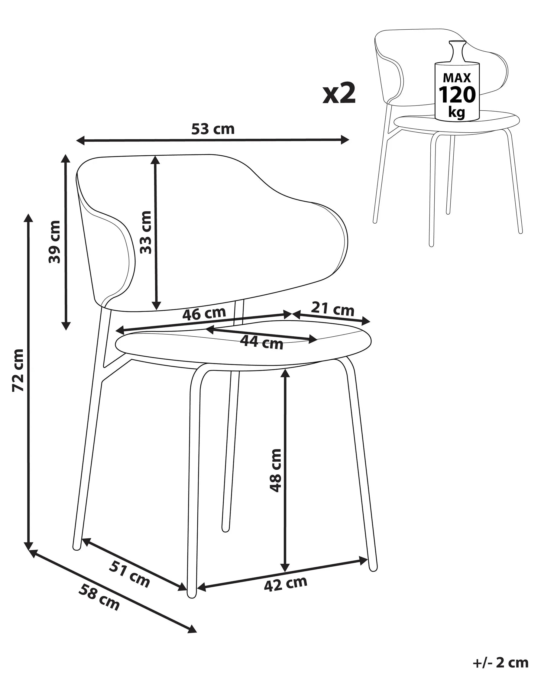 Set of 2 Dining Chairs KENAI Fabric Light Beige
