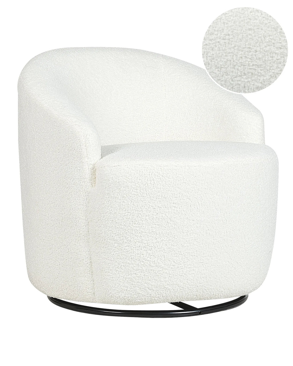 Swivel Armchair DAVIK Boucle Off-White