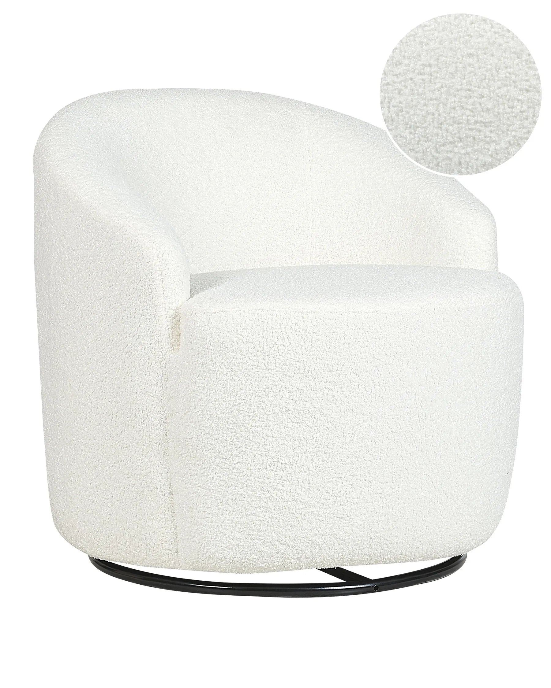 Swivel Armchair DAVIK Boucle Off-White