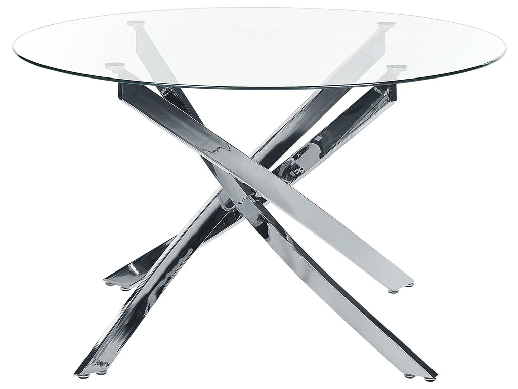 Dining Table MARAMO Silver 120 cm 120 cm Tempered Glass