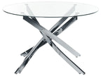 Dining Table MARAMO Silver 120 cm 120 cm Tempered Glass