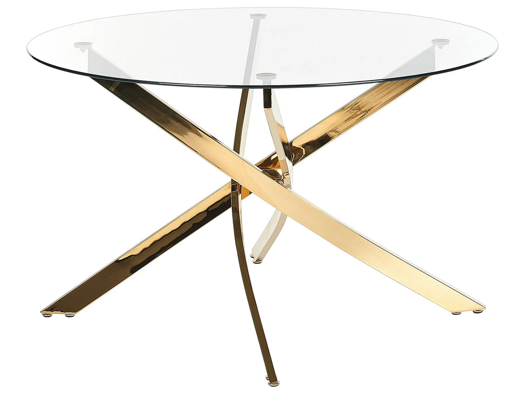 Dining Table MARAMO Gold 120 cm 120 cm Tempered Glass