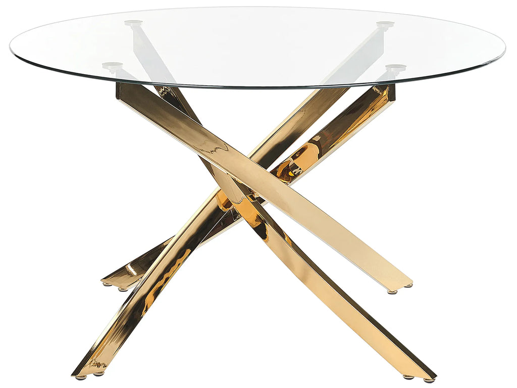 Dining Table MARAMO Gold 120 cm 120 cm Tempered Glass
