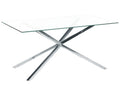 Dining Table CORA Silver 160 cm 90 cm Tempered Glass