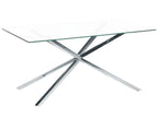 Dining Table CORA Silver 160 cm 90 cm Tempered Glass