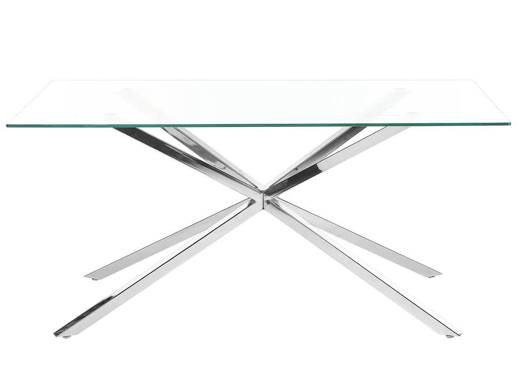 Dining Table CORA Silver 160 cm 90 cm Tempered Glass