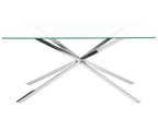 Dining Table CORA Silver 160 cm 90 cm Tempered Glass