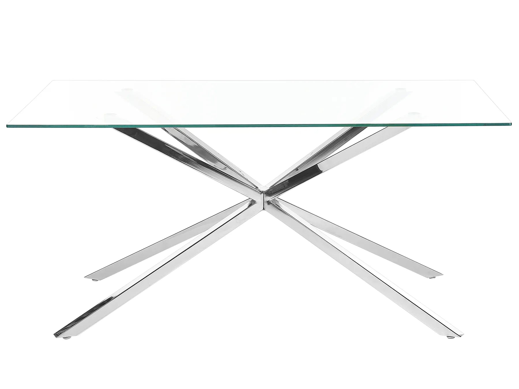 Dining Table CORA Silver 160 cm 90 cm Tempered Glass