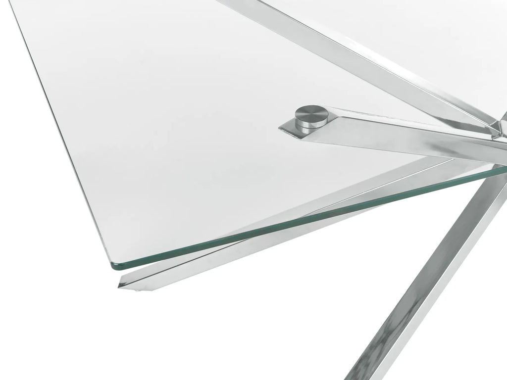 Dining Table CORA Silver 160 cm 90 cm Tempered Glass
