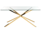 Dining Table CORA Gold 160 cm 90 cm Tempered Glass