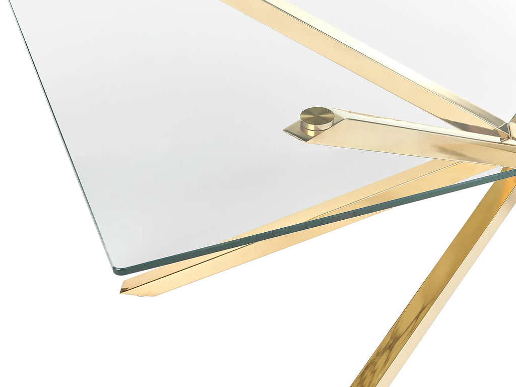 Dining Table CORA Gold 160 cm 90 cm Tempered Glass