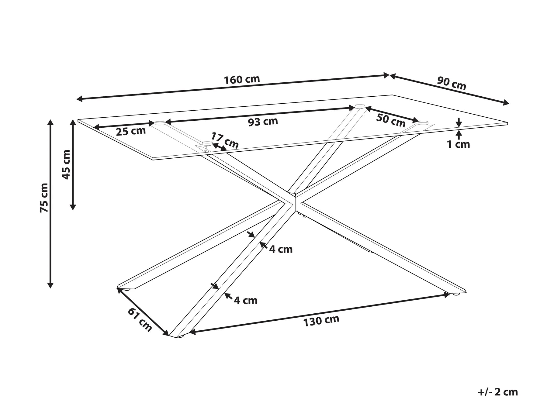 Dining Table CORA Silver 160 cm 90 cm Tempered Glass