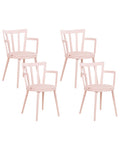 Set of 4 Dining Chairs MORILL Pastel Pink