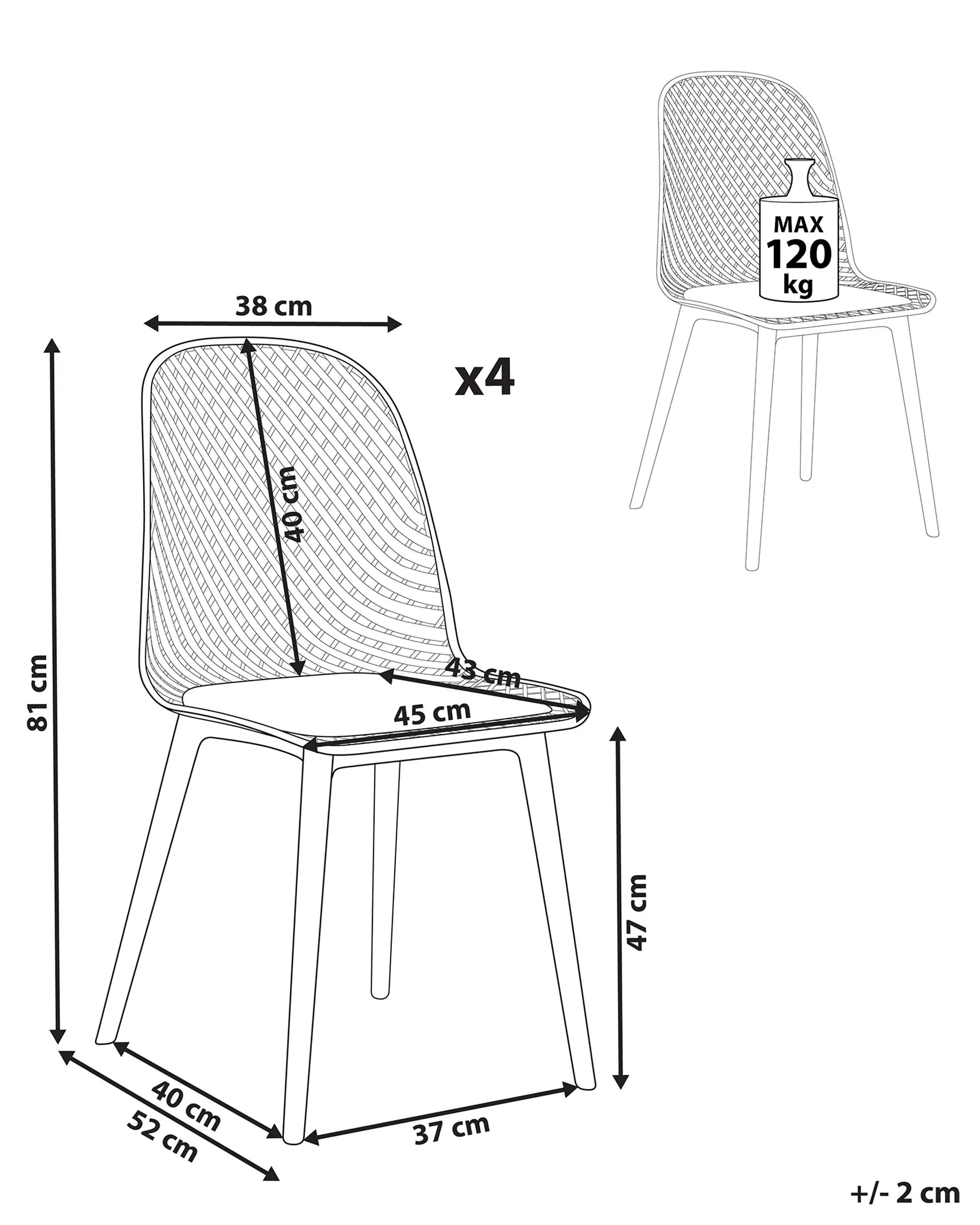 Set of 4 Dining Chairs EMORY Light Blue